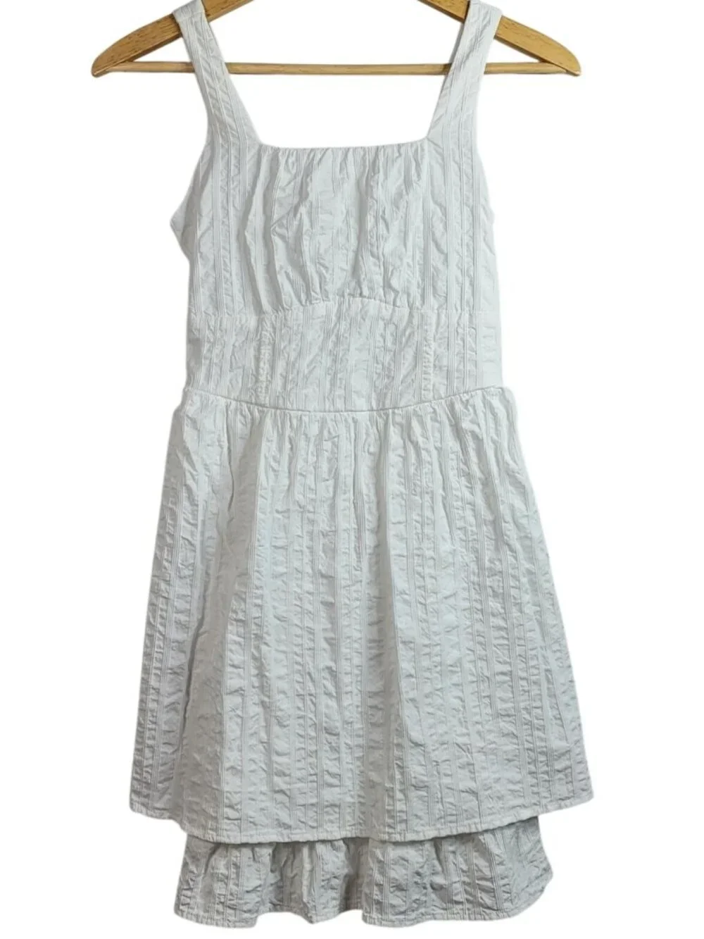 Art Class Girls Sleeveless Dress White Size 14 XL Square Neck Lined Smocked Knee